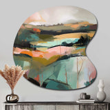 Green And Pink Transcending Reality - Asymmetric Metal Wall Art