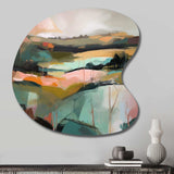 Green And Pink Transcending Reality - Asymmetric Metal Wall Art