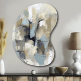 Beige And Grey Unbounded Creativity I - Asymmetric Metal Wall Art