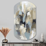 Beige And Grey Unbounded Creativity I - Asymmetric Metal Wall Art