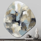 Beige And Grey Unbounded Creativity I - Asymmetric Metal Wall Art