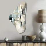 Beige And Grey Unbounded Creativity II - Asymmetric Metal Wall Art