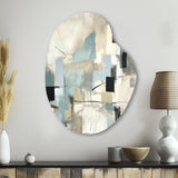 Beige And Grey Unbounded Creativity II - Asymmetric Metal Wall Art