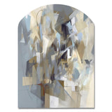 Beige And Grey Unbounded Creativity III - Asymmetric Metal Wall Art