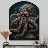 Brown Octopus Under The Sea - Asymmetric Metal Wall Art