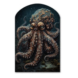 Brown Octopus Under The Sea - Asymmetric Metal Wall Art