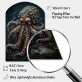 Brown Octopus Under The Sea - Asymmetric Metal Wall Art