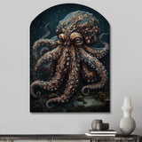 Brown Octopus Under The Sea - Asymmetric Metal Wall Art