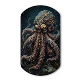 Brown Octopus Under The Sea - Asymmetric Metal Wall Art