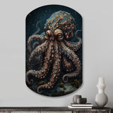 Brown Octopus Under The Sea - Asymmetric Metal Wall Art