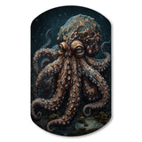 Brown Octopus Under The Sea - Asymmetric Metal Wall Art