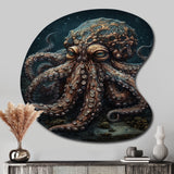 Brown Octopus Under The Sea - Asymmetric Metal Wall Art