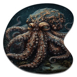 Brown Octopus Under The Sea - Asymmetric Metal Wall Art