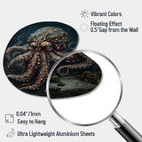 Brown Octopus Under The Sea - Asymmetric Metal Wall Art