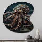 Brown Octopus Under The Sea - Asymmetric Metal Wall Art