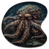 Brown Octopus Under The Sea - Asymmetric Metal Wall Art