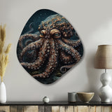 Brown Octopus Under The Sea - Asymmetric Metal Wall Art