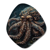 Brown Octopus Under The Sea - Asymmetric Metal Wall Art