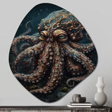 Brown Octopus Under The Sea - Asymmetric Metal Wall Art