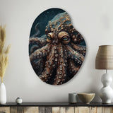 Brown Octopus Under The Sea - Asymmetric Metal Wall Art