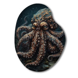 Brown Octopus Under The Sea - Asymmetric Metal Wall Art