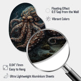 Brown Octopus Under The Sea - Asymmetric Metal Wall Art