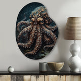 Brown Octopus Under The Sea - Asymmetric Metal Wall Art