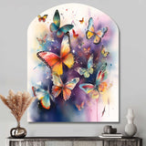 Purple Butterflies In The Air - Asymmetric Metal Wall Art