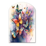 Purple Butterflies In The Air - Asymmetric Metal Wall Art