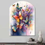 Purple Butterflies In The Air - Asymmetric Metal Wall Art