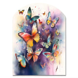 Purple Butterflies In The Air - Asymmetric Metal Wall Art