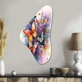 Purple Butterflies In The Air - Asymmetric Metal Wall Art