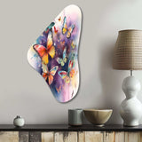 Purple Butterflies In The Air - Asymmetric Metal Wall Art