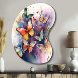 Purple Butterflies In The Air - Asymmetric Metal Wall Art