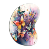 Purple Butterflies In The Air - Asymmetric Metal Wall Art