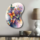 Purple Butterflies In The Air - Asymmetric Metal Wall Art