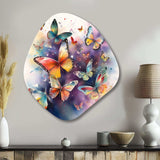 Purple Butterflies In The Air - Asymmetric Metal Wall Art