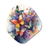 Purple Butterflies In The Air - Asymmetric Metal Wall Art