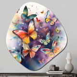 Purple Butterflies In The Air - Asymmetric Metal Wall Art