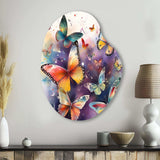 Purple Butterflies In The Air - Asymmetric Metal Wall Art