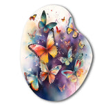 Purple Butterflies In The Air - Asymmetric Metal Wall Art