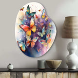 Purple Butterflies In The Air - Asymmetric Metal Wall Art