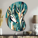 Green Beige Abstract Deer Portrait - Asymmetric Metal Wall Art