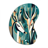 Green Beige Abstract Deer Portrait - Asymmetric Metal Wall Art