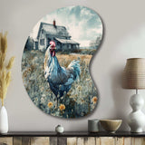 Rooster On A Farm I - Asymmetric Metal Wall Art