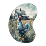 Rooster On A Farm I - Asymmetric Metal Wall Art