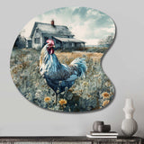 Rooster On A Farm I - Asymmetric Metal Wall Art