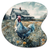 Rooster On A Farm I - Asymmetric Metal Wall Art