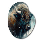 Bison Portrait In The Wild III - Asymmetric Metal Wall Art