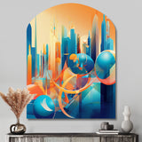 Blue And Orange Retro Radiance I - Asymmetric Metal Wall Art